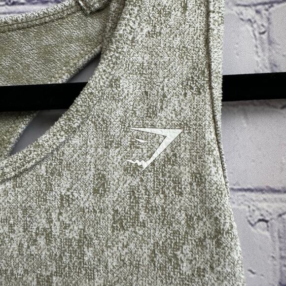 Gymshark Olive Green Marled Fleur Textured Athletic Tank Top Small Workout Gym - Picture 2 of 5